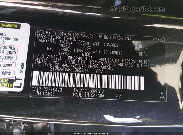 2T2BAMBA8SC065699 2025 LEXUS RX 350 Black Widok komory silnika