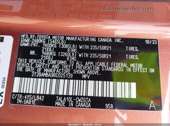 2T2BAMBA9RC025139 2024 LEXUS RX 350 Champagne Engine compartment view