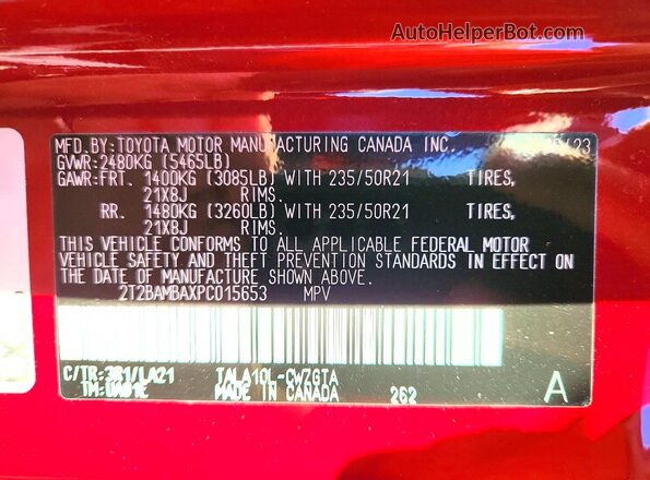 2T2BAMBAXPC015653 2023 LEXUS RX Red Սալոնի 360 աստիճան տեսք