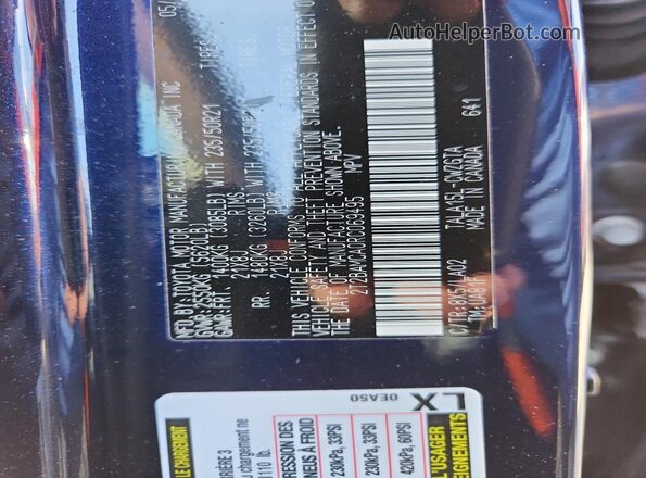 2T2BAMCA0RC069495 2024 LEXUS RX Blue VIN sticker view