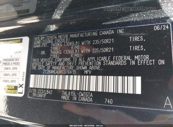 2T2BAMCA0RC076415 2024 LEXUS RX 350 Black ძრავის განყოფილების ხედი