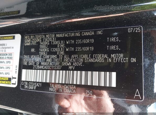 2T2BAMCA0SC113307 2025 LEXUS RX 350 Black Widok komory silnika