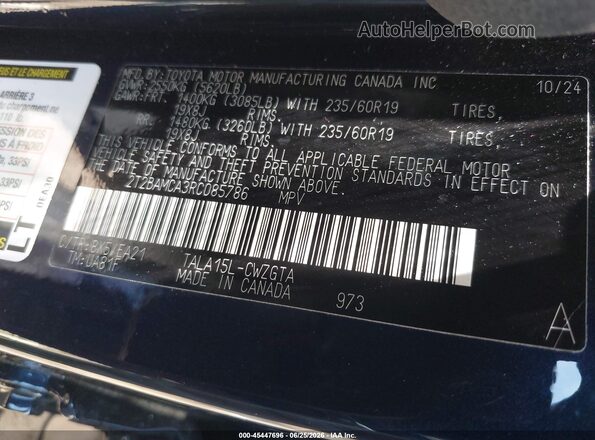 2T2BAMCA3RC085786 2024 LEXUS RX 350 Синий Вид подкапотного пространства