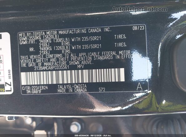 2T2BAMCA8PC035561 2023 LEXUS RX 350 Black Շարժիչի բաժամունքի տեսք
