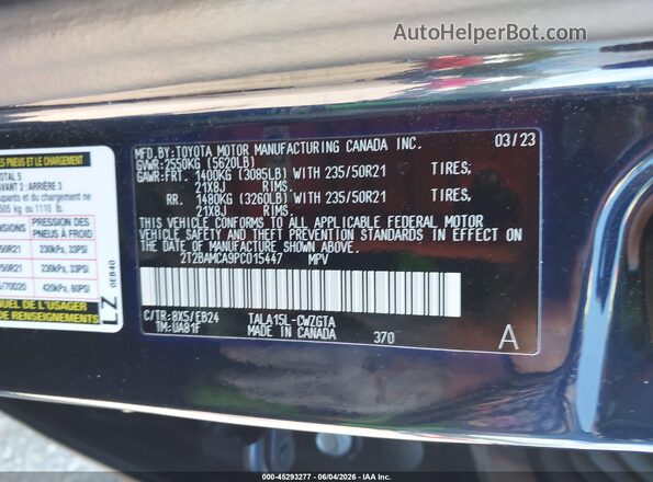 2T2BAMCA9PC015447 2023 LEXUS RX 350 Blue Vista del compartimento del motor