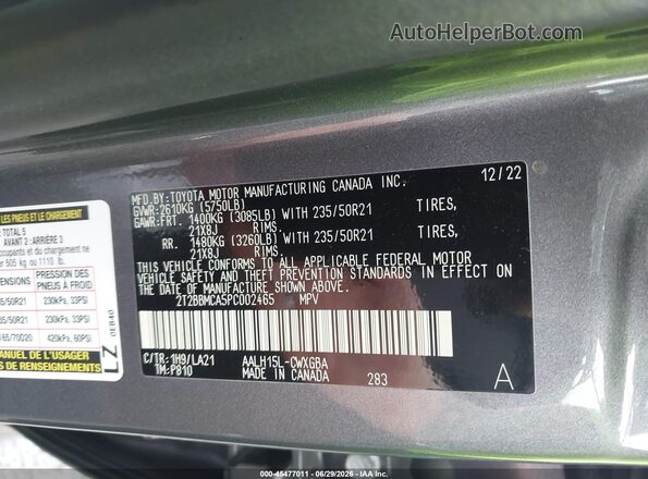 2T2BBMCA5PC002465 2023 LEXUS RX 350H Gray Vista del compartimento del motor