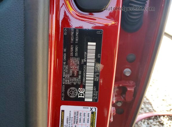 2T2BBMCA6RC045263 2024 LEXUS RX Red Vista interior de 360 grados