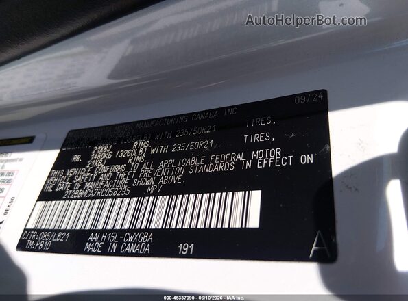2T2BBMCA7RC058295 2024 LEXUS RX 350H White Vista del compartimento del motor