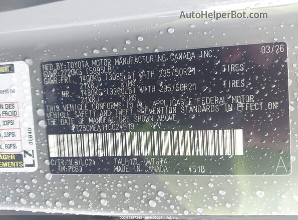 2T2BCMEA1TC024919 2026 LEXUS RX 500H Gray Widok komory silnika