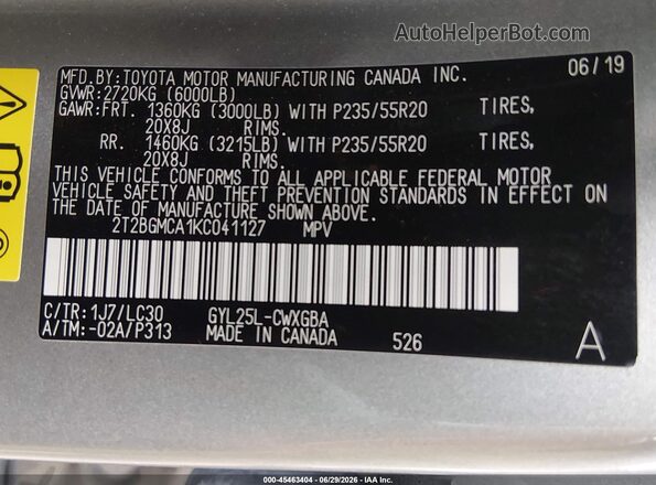 2T2BGMCA1KC041127 2019 LEXUS RX Beige Engine compartment view