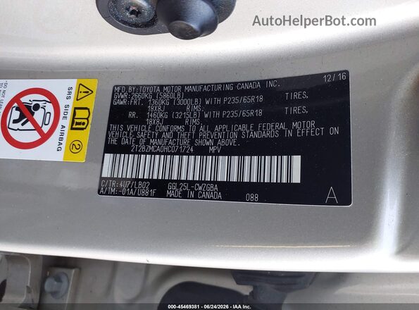 2T2BZMCA0HC071724 2017 LEXUS RX 350 Tan Engine compartment view