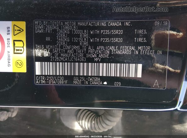 2T2BZMCA1JC164063 2018 LEXUS RX 350 Black Widok komory silnika