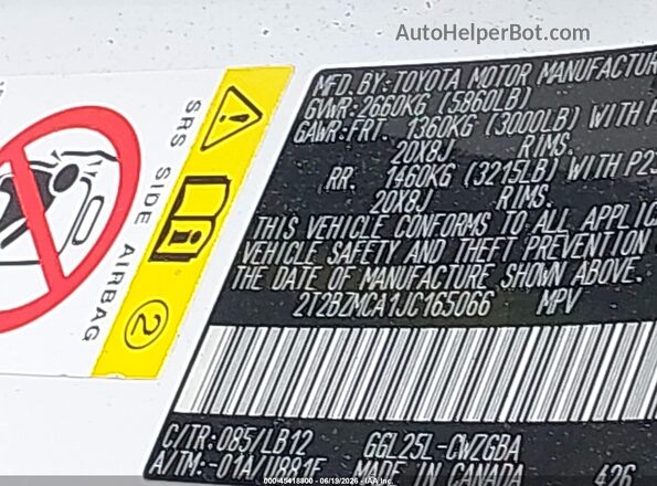2T2BZMCA1JC165066 2018 LEXUS RX 350 White Շարժիչի բաժամունքի տեսք