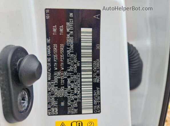 2T2BZMCA3HC060362 2017 LEXUS RX Белый Вид наклейки с VIN-кодом