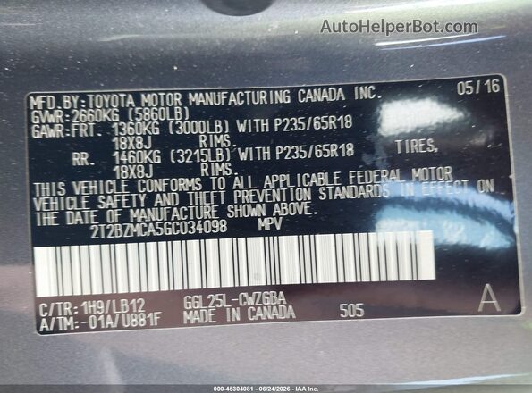 2T2BZMCA5GC034098 2016 LEXUS RX 350 Gray Widok komory silnika
