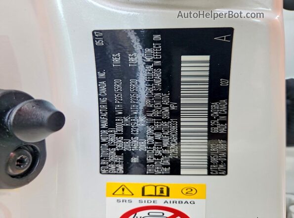 2T2BZMCA6HC098331 2017 LEXUS RX White VIN sticker view