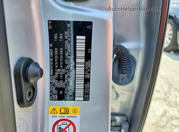 2T2BZMCA7GC038380 2016 LEXUS RX Silver VIN կոդի պիտակի տեսք