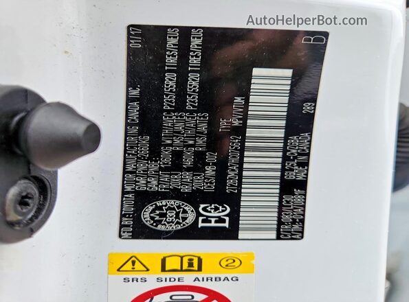 2T2BZMCA7HC075642 2017 LEXUS RX White Widok naklejki z numerem VIN