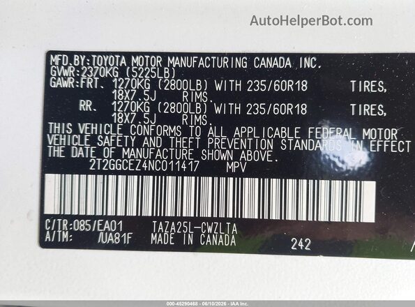 2T2GGCEZ4NC011417 2022 LEXUS NX 350 White Widok komory silnika