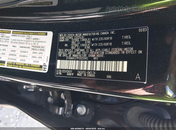 2T2GGCEZ7PC025945 2023 LEXUS NX 350 Черный Вид подкапотного пространства