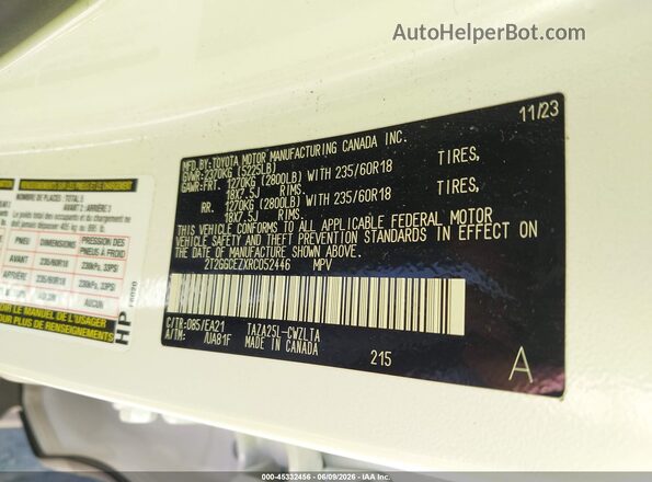 2T2GGCEZXRC052446 2024 LEXUS NX 350 White Vista del compartimento del motor