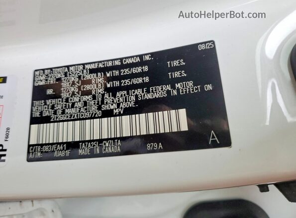2T2GGCEZXTC097720 2026 LEXUS NX Silver VIN sticker view