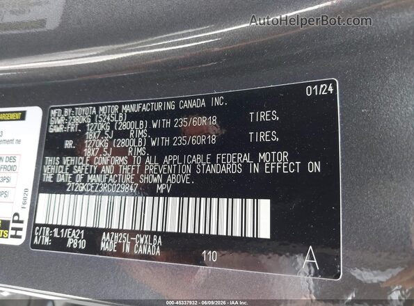 2T2GKCEZ3RC029847 2024 LEXUS NX 350H Серый Вид подкапотного пространства