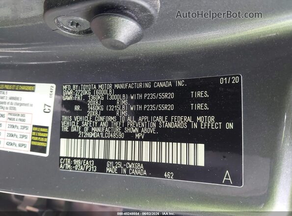 2T2HGMDA1LC048590 2020 LEXUS RX 450H Gray ძრავის განყოფილების ხედი