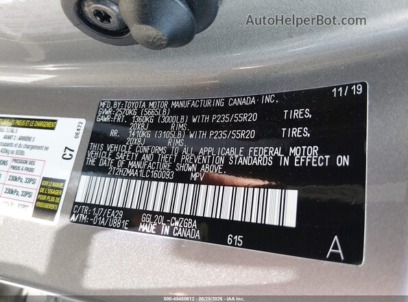 2T2HZMAA1LC160093 2020 LEXUS RX 350 Gray Engine compartment view