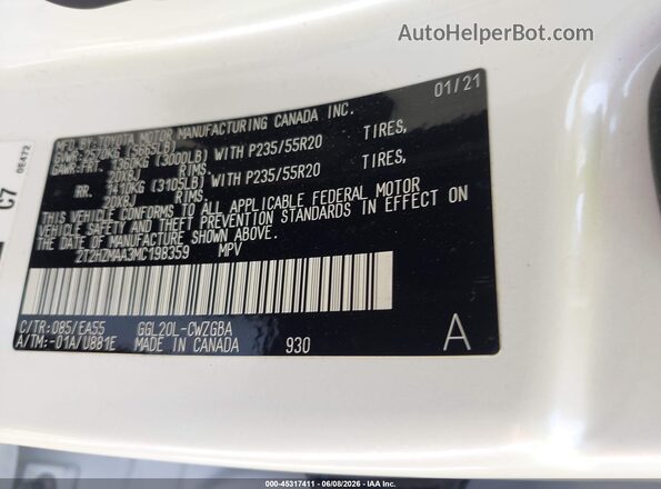 2T2HZMAA3MC198359 2021 LEXUS RX 350 White Widok komory silnika