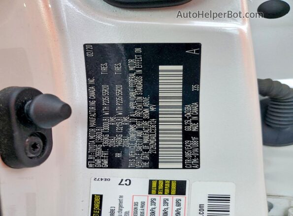 2T2HZMDA0LC236124 2020 LEXUS RX White Вид наклейки з VIN-кодом