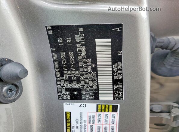 2T2HZMDA5LC257826 2020 LEXUS RX Silver VIN sticker view