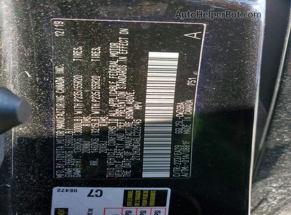 2T2HZMDA6LC229145 2020 LEXUS RX Black VIN კოდის სტიკერის ხედი
