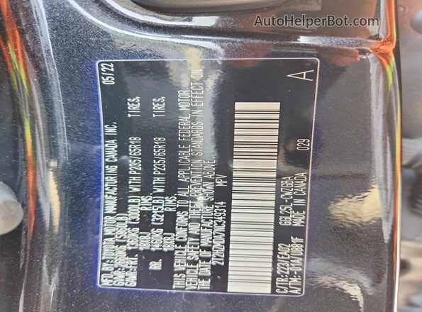 2T2HZMDA7NC349314 2022 LEXUS RX Black Widok naklejki z numerem VIN