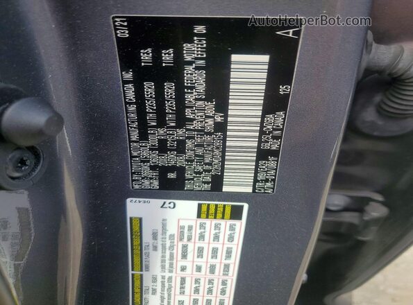 2T2HZMDA8MC289154 2021 LEXUS RX Charcoal VIN կոդի պիտակի տեսք