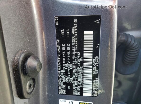 2T2HZMDA9MC280625 2021 LEXUS RX Gray Vista de la etiqueta del VIN