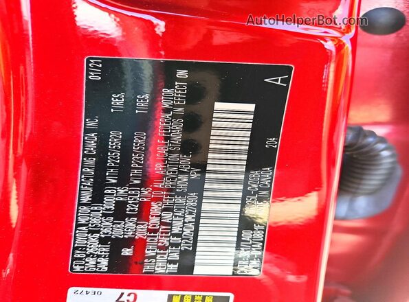 2T2JZMDA1MC278904 2021 LEXUS RX Red Вид підкапотного простору