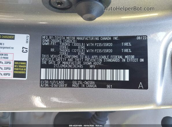 2T2JZMDA3NC363485 2022 LEXUS RX 350 Silver 