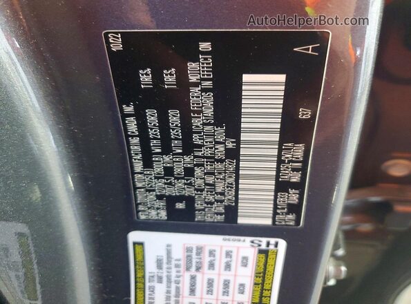 2T2KGCEZ3NC014822 2022 LEXUS NX Gray Вид наклейки з VIN-кодом