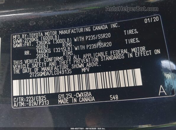 2T2SGMDA7LC049135 2020 LEXUS RX 450H Black Շարժիչի բաժամունքի տեսք