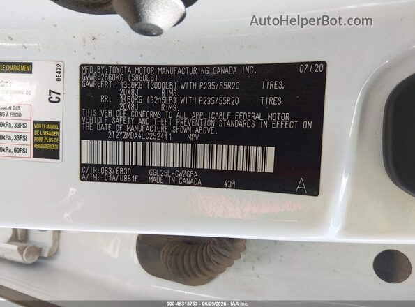 2T2YZMDA4LC252441 2020 LEXUS RX 350 White ძრავის განყოფილების ხედი