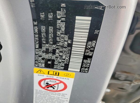 2T2ZZMCA1KC127756 2019 LEXUS RX Серебряный Вид наклейки с VIN-кодом