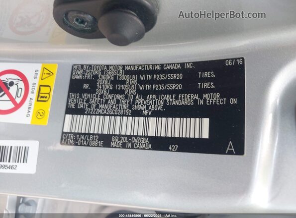 2T2ZZMCA2GC028192 2016 LEXUS RX 350 Silver Widok komory silnika