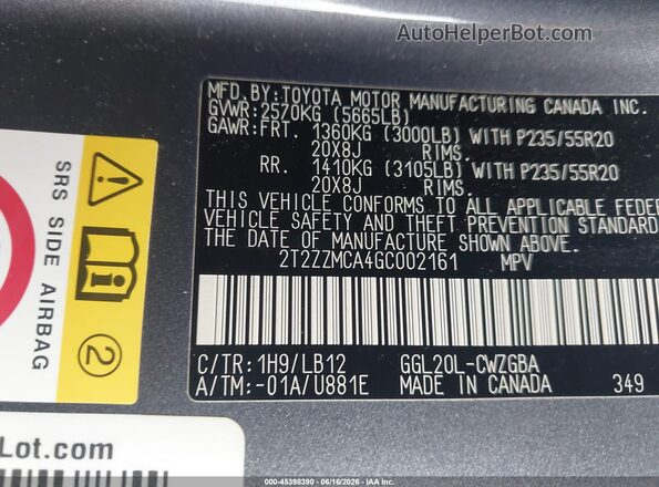2T2ZZMCA4GC002161 2016 LEXUS RX 350 Gray Vista del compartimento del motor