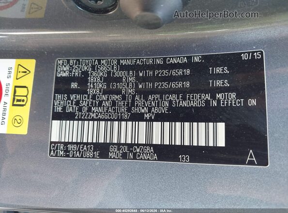 2T2ZZMCA6GC001187 2016 LEXUS RX 350 Silver Widok komory silnika
