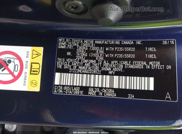 2T2ZZMCA8GC028522 2016 LEXUS RX 350 Blue 