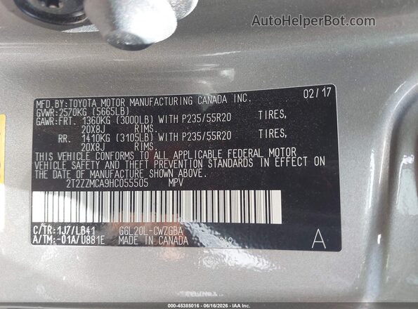 2T2ZZMCA9HC055505 2017 LEXUS RX 350 Серебряный Вид подкапотного пространства