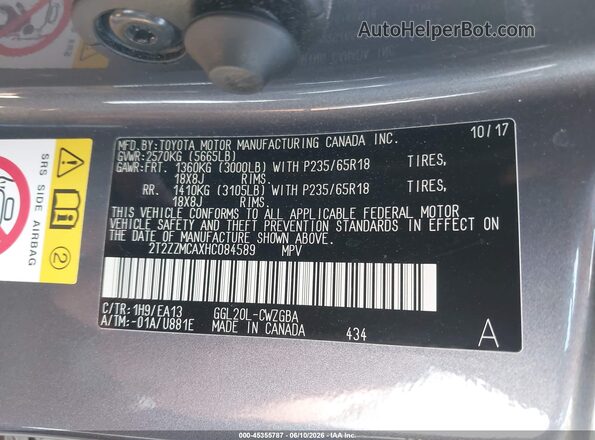2T2ZZMCAXHC084589 2017 LEXUS RX 350 Gray Vista del compartimento del motor