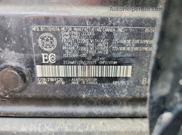 2T34WRFV2RW226931 2024 TOYOTA RAV4 Black Engine compartment view