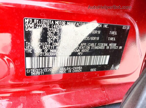 2T36CRAV8TW023588 2026 TOYOTA RAV4 Red 